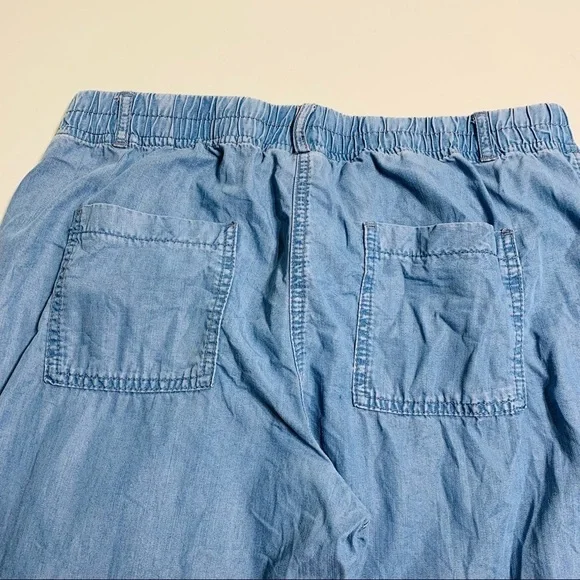George L chambray cropped pants with elastic waist - Picture 4 of 7